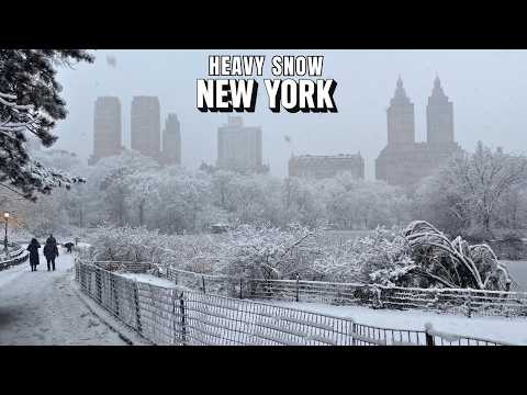 NYC Covered in Snow: Central Park Winter Storm Walk 4K