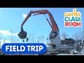 Giant Magnet Grapple Crushes Car! | Caitie's Classroom Field Trip | Construction Vehicles For Kids