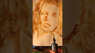 Invisible Portrait painting with lemon and torch of Milla Jovovich part4 #youtuber  #artistlife #art