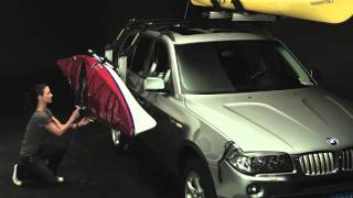 Thule 898 Hullavator Pro kayak lift assist carrier demonstration, 897XT Hullavator