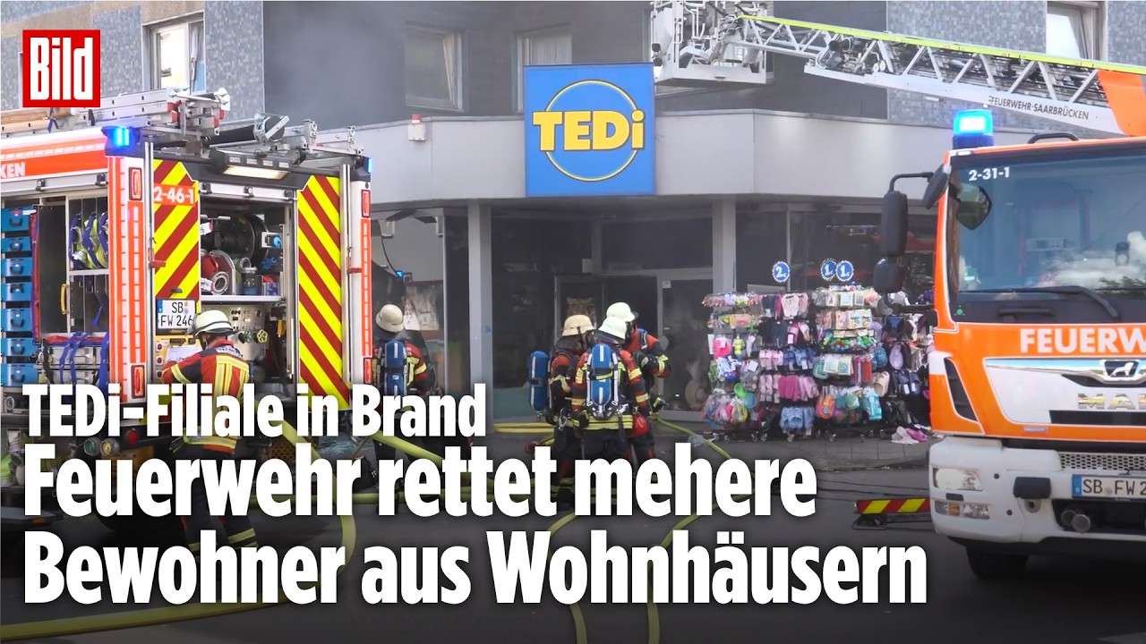 TEDi-Brand in Saarbrücken: Bewohner mit Fluchthauben vor Rauch gerettet