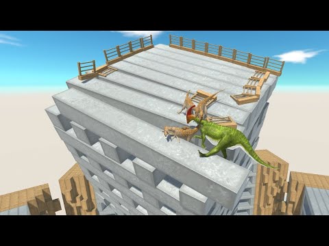 CRYOLOPHOSAURUS Feeding Zone on Wobbly Building vs ALL UNITS Animal Revolt Battle Simulator