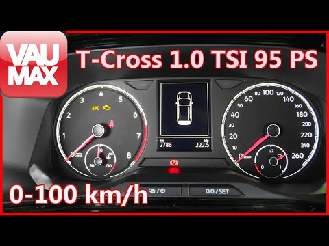 Was kann der Basis-Motor im VW T-Cross? 0-100 km/h / Tachovideo / Acceleration 0-60mph / Sound