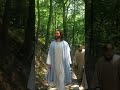 Heaven Is A Place On Earth Jesus Walks Gracefully Along A Sun Dappled Forest Path