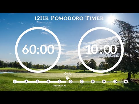 60 Minute Pomodoro Timer🌲Forest & water sound 📚12-Hour Study ⏱Pomodoro 60/10, 60 min x 10 sets