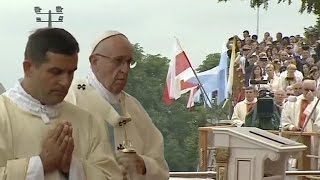Pope Francis falls during Mass in Poland