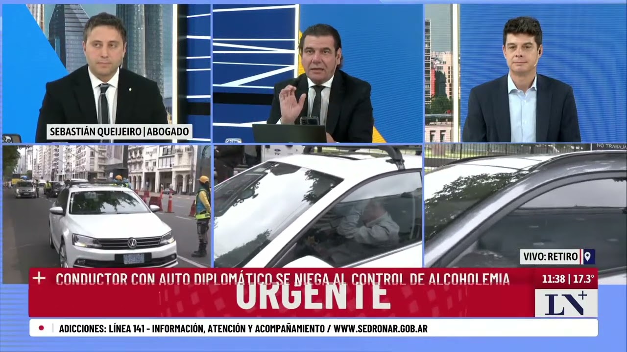 El diplomático ruso atrincherado en su auto mostró imágenes de misiles a las cámaras