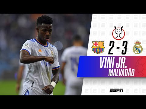 VINICIUS JR. MALVADÃO! BRASILEIRO DESTRUIU O BARCELONA NA SUPERCOPA DA ESPANHA | VEJA LANCES