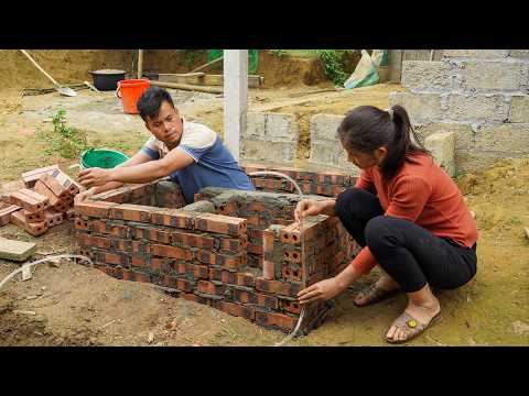 After a day off, Linh and Chung quickly finished building the septic tank for their house.