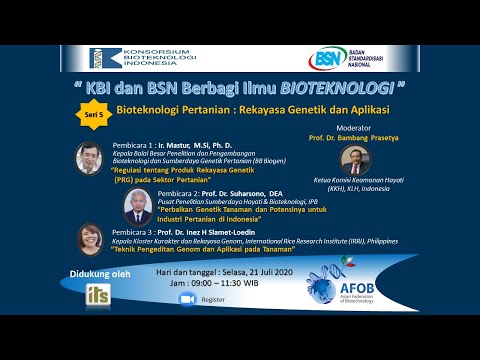, title : '"KBI dan BSN Berbagi Ilmu Bioteknologi Pertanian : Rekayasa Genetik dan Aplikasi"'