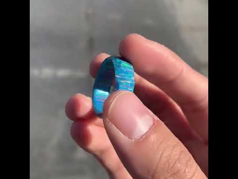 Blue Fire Opal Band Ring