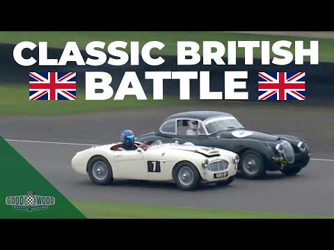 Jaguar XK150 vs Austin Healey: Intense battle for the win! | Goodwood Revival