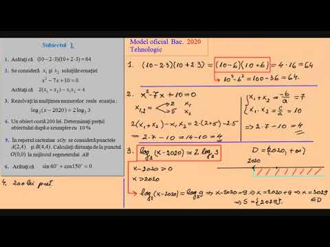 Model oficial de Bacalaureat la Matematica, 2020, Profil Tehnic