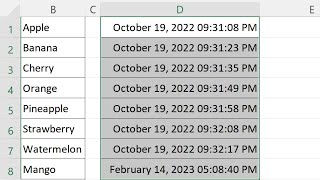 How to Insert Timestamp in Excel When Cell Changes