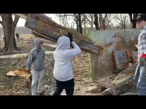 Wooldridge Cleanup #2:  Tolton Catholic students return to assist the devastated community