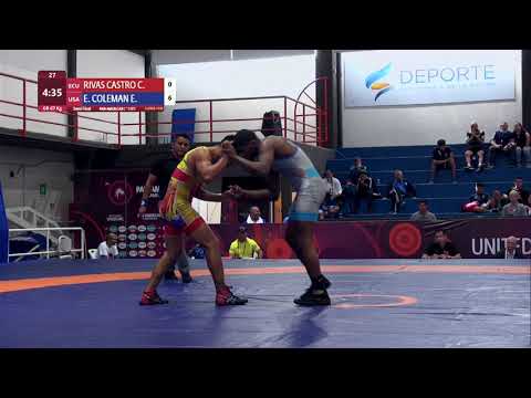 1/2 GR - 67 kg: C. RIVAS CASTRO (ECU) v. E. E. COLEMAN (USA)