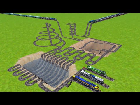 III TRAINS PASSING FOR SPRINGS SQUARE CIRCLES RAILROAD TRACKS ZIG ZAG RISKY RAILROAD TRACK/#railgadi