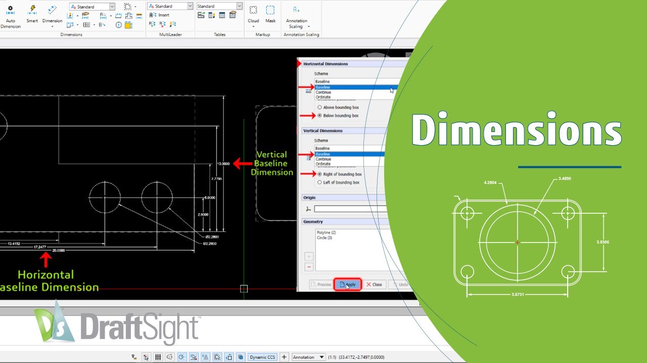 Create Baseline Dimension Using Auto Dimension
