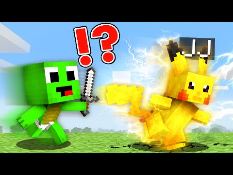 OVERPOWERED Pikachu Speedrunner vs Hunter in Minecraft Challenge - - Maizen JJ and Mikey