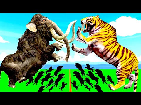 Prehistoric Mammals vs Modern Mammals Size Comparison Mammoth Vs Cow Animal Epic Battle