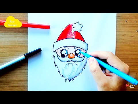 comment dessiner un père noël facilement, coloriage pere noel