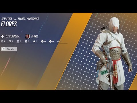 Rainbow six siege new FLORES elite skin assassin's Creed crossover Master assassin (Altair)