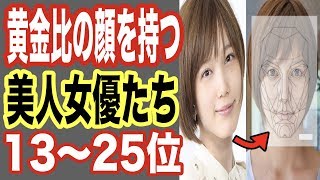 【分析画像】黄金比の顔を持つ美人女優ランキング13〜25位！完璧でキレイな顔の女性芸能人たちもメイクでさらにTVCMドラマと人気！【世界の果てまで芸能裏情報チャンネル!】