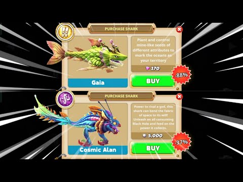 GOT GAIA SHARK 83% OFF AND COSMIC ALAN  37% OFF (DOUBLE JAWSOME DISCOUNT) - Hungry Shark World