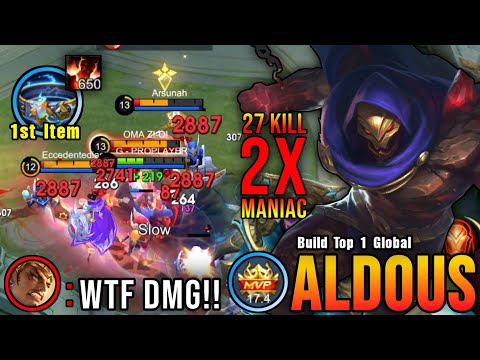 27 Kills + 2x MANIAC!! 650 Stack Aldous 1st Item Thunder Belt!! - Build Top 1 Global Aldous ~ MLBB