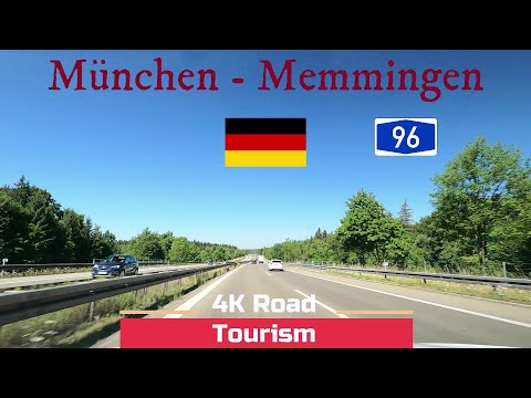 Driving in Bavaria on Autobahn A96 from München to Memmingen