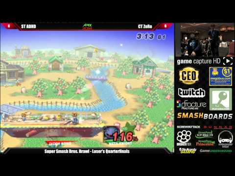 Super Smash Bros Brawl Top 8 ST ADHD vs CT ZeRo - Apex 2014 Tournament