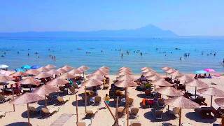 Sarti Beach Halkidiki Sithonia Greece drone video Part 3