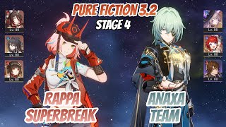 Rappa SuperBreak & Anaxa Team w/ Herta Pure Fiction Stage 4 (3 Stars) | Honkai Star Rail