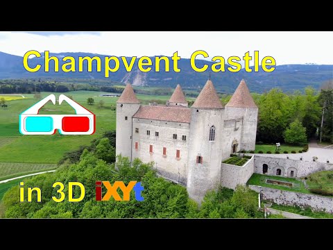 Champvent Castle, Vaud, Suiss in 3D red-blue anaglyph iXYt video