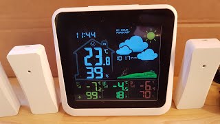 Cotech Wireless Weather Station With Colour Screen And 3 Temperature Sensors / Hygrometers