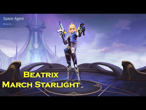 Beatrix Space Agent March Starlight  Skin 2022 Gameplay | Mobile Legends Bang Bang