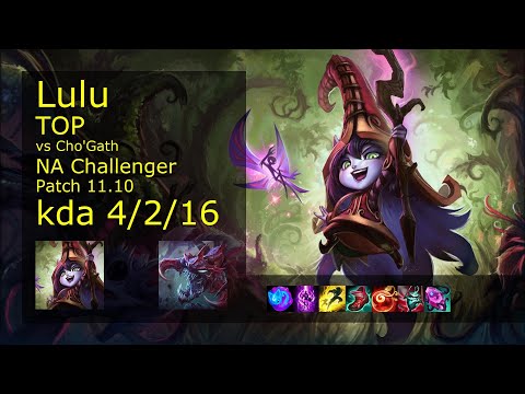 Lulu vs Cho'Gath Top - NA Challenger 4/2/16 Patch 11.10 Gameplay
