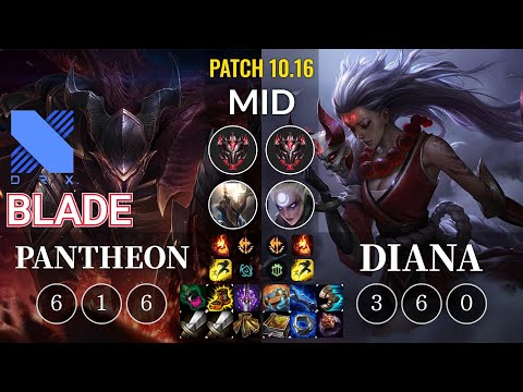 DRX Blade Pantheon vs Diana Mid - KR Patch 10.16