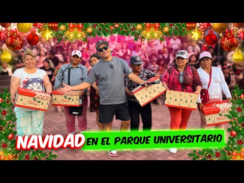 We arrived at the university park with Christmas baskets 🎄🎅