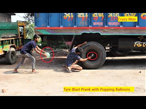 Tyre Blast Prank with Popping Balloons  Crazy REACTION with Popping Balloon Prank Part 03