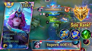 HUGE AOE 🔥| PERFECT BUILD AND EMBLEM PHARSA FOR SOLO RANK || BUILD TOP GLOBAL PHARSA - MLBB