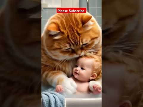 funny cat with a cute baby😻😻🥰🥰 #cats #funny #kitty #cat