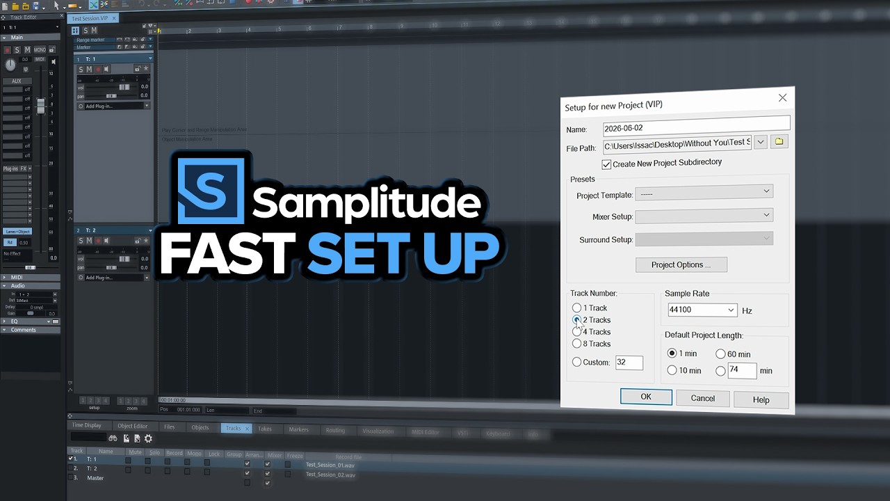Samplitude Project Setup & Audio Import Guide