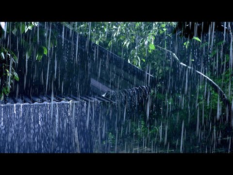 Kveð niðurdrepandi að sofna strax með mikilli rigningu og skelfilegum þrumuhljómum á blikkiþaki