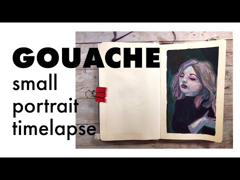 Gouache Timelapse Sketchbook Portrait - Gouache in my Moleskine Sketchbook