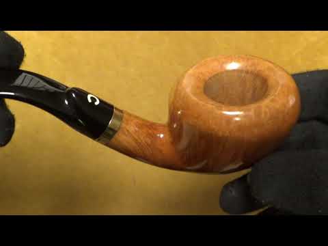 Pipa Il Ceppo Straight Grain con vera  in Oro - Bent Oval Apple (CE103)
