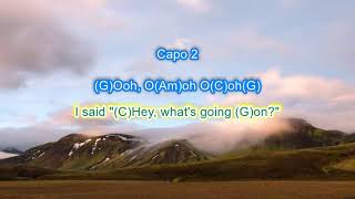 4 Non Blondes&#39;&quot;Whats Up&quot; play along with scrolling guitar chords and lyrics