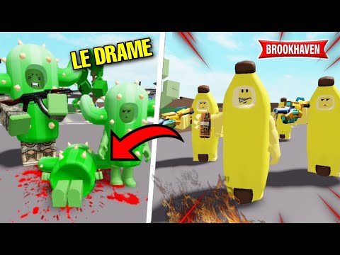 CACTUS ATTACKS THE BANANA TEAM BECAUSE... (THE DRAMA)! RP FILM BROOKHAVEN- ROBLOX