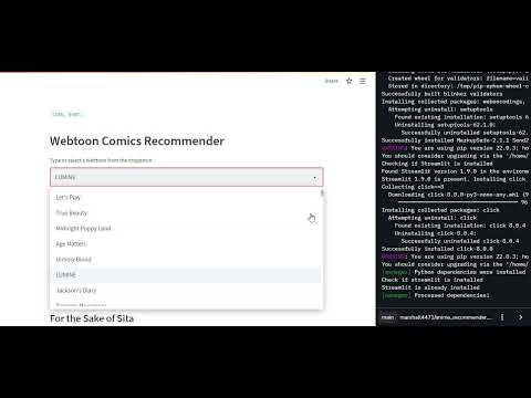 Deploy an Webtoon Comics Recommender Web app on Streamlit Cloud