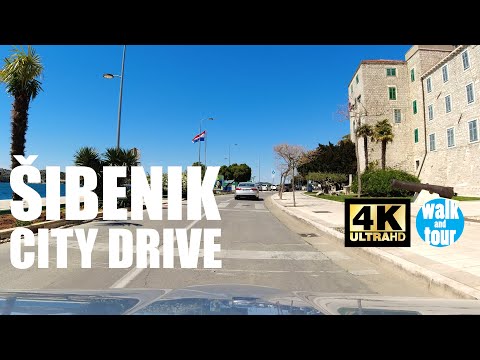 Dirigindo em Šibenik, Croácia, centro da cidade em 4K UHD